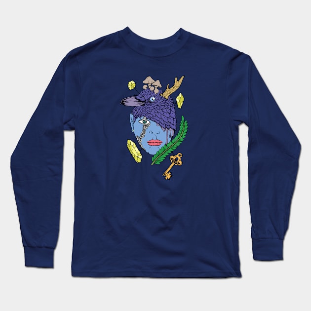 Raven Shaman - Colour. Long Sleeve T-Shirt by bangart